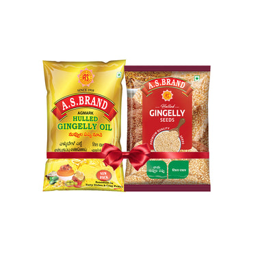 A.S.BRAND Hulled Gingelly Oil 1 ltr+ Hulled Gingelly Seed 1 kg(500gm * 2)