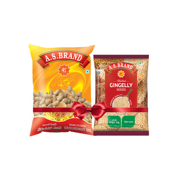 A.S.BRAND Groundnut Oil 1 ltr+ Hulled Gingelly seed 1 kg (500 gm * 2)