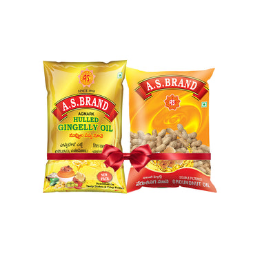 A.S.BRAND Hulled Gingelly Oil 1 ltr + Groundnut Oil 1 ltr
